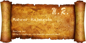 Mahrer Rajmunda névjegykártya